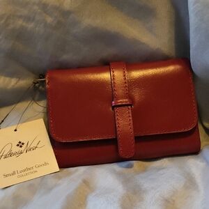 Patricia Nash Berry Red Perla Leather Wallet Vintage Distress ML